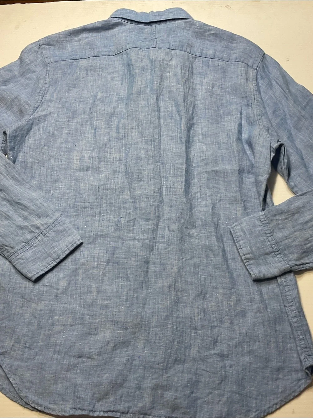 Banana Republic Linen Button Down Shirt Blue Camden Fit Men Sz M